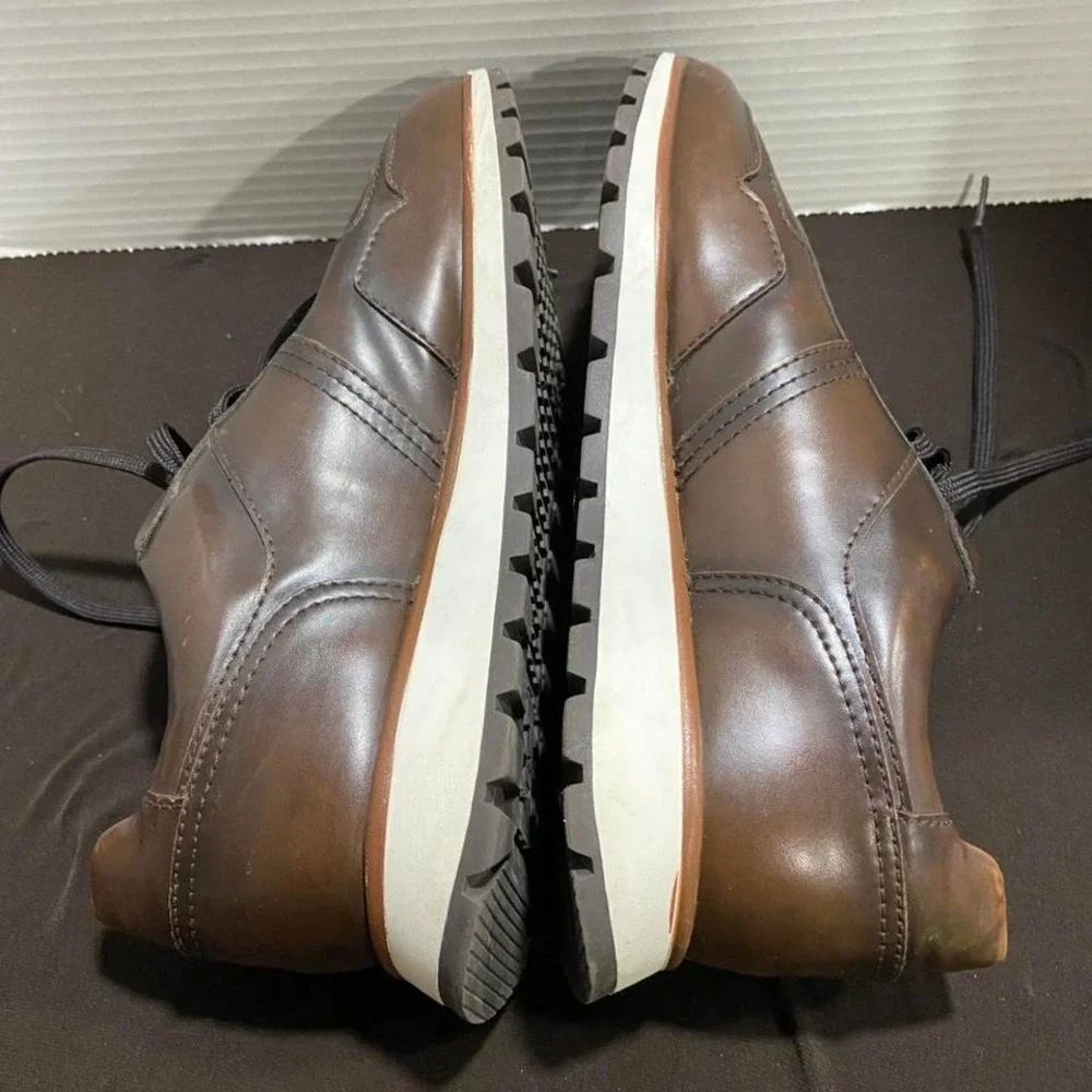 Zara Brown leather lace up sneakers  men 42 great for a night out . SKU313 - Picture 3 of 5